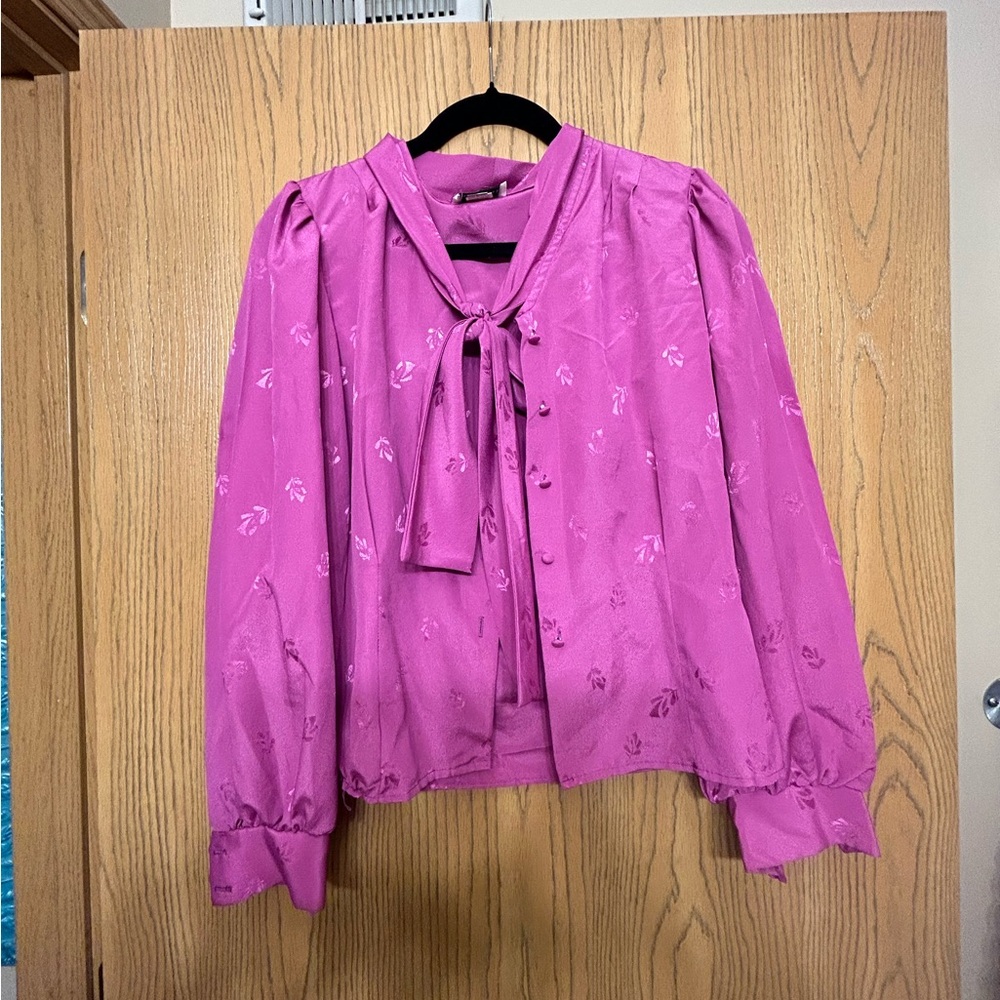 Vintage Jo Matthews button up blouse with tie bow